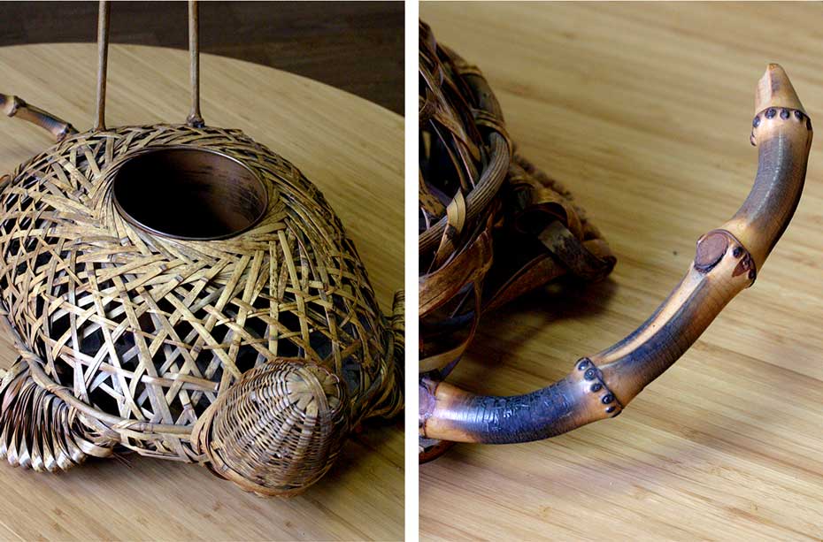 一点限り】 亀井竹芸作 鶴亀（大） | 虎斑竹専門店 竹虎