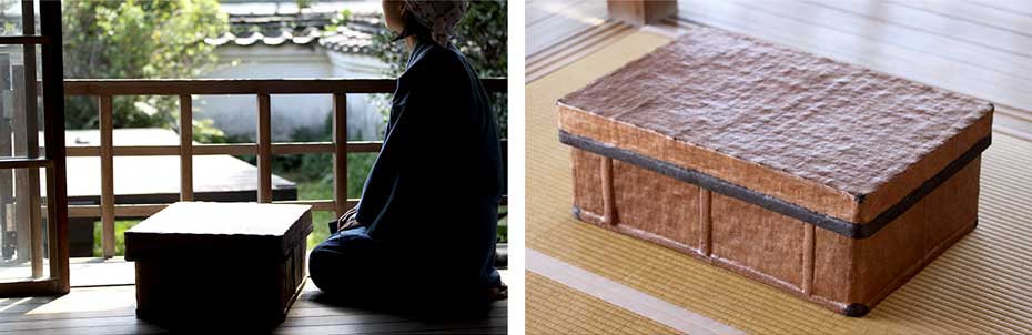 受注生産 お届けまで約4ヶ月】一閑張り行李竹素地に土佐和紙、柿渋