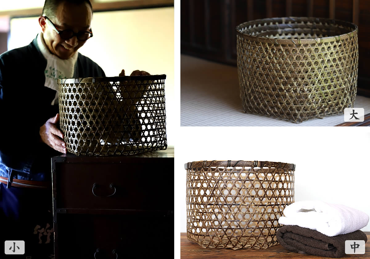 虎竹六ツ目ランドリーバスケット（大） | 虎斑竹専門店 竹虎