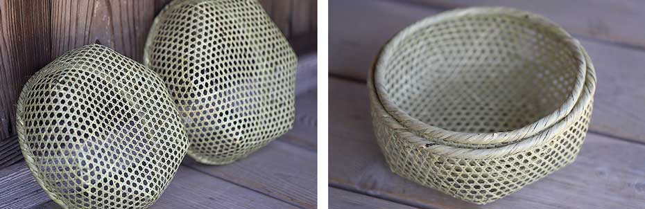 篠竹六ツ目編み丸籠 特上（小豆洗い）小 | 虎斑竹専門店 竹虎