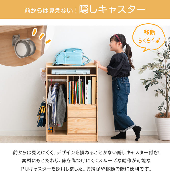 幅60］ 現役ママが考えた ランドセルラック 天然木 キャスター付き