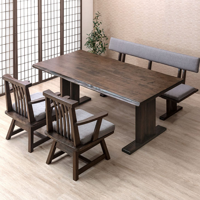 4人掛け 和風 ダイニングテーブル4点セット 回転椅子【搬入設置込み