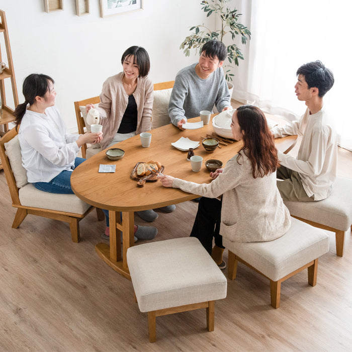 幅180］家族が輪になる オーバル型 6人掛け ダイニングセット 7点