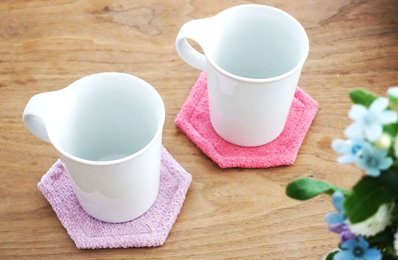 コースターR8（12×14cm）六角形（ハダカ） - | 八木満タオル株式会社