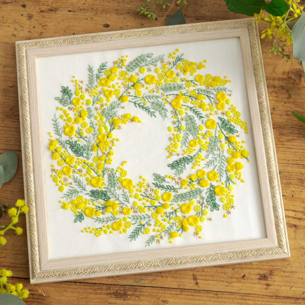 ホビーラホビーレ ステッチフレーム［ミモザのリース］: キット