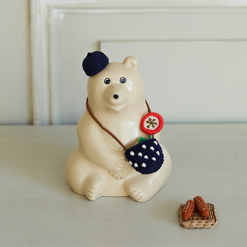 cocochiさんのかぎ針編み フィンランドの白くま貯金箱 お花見セット