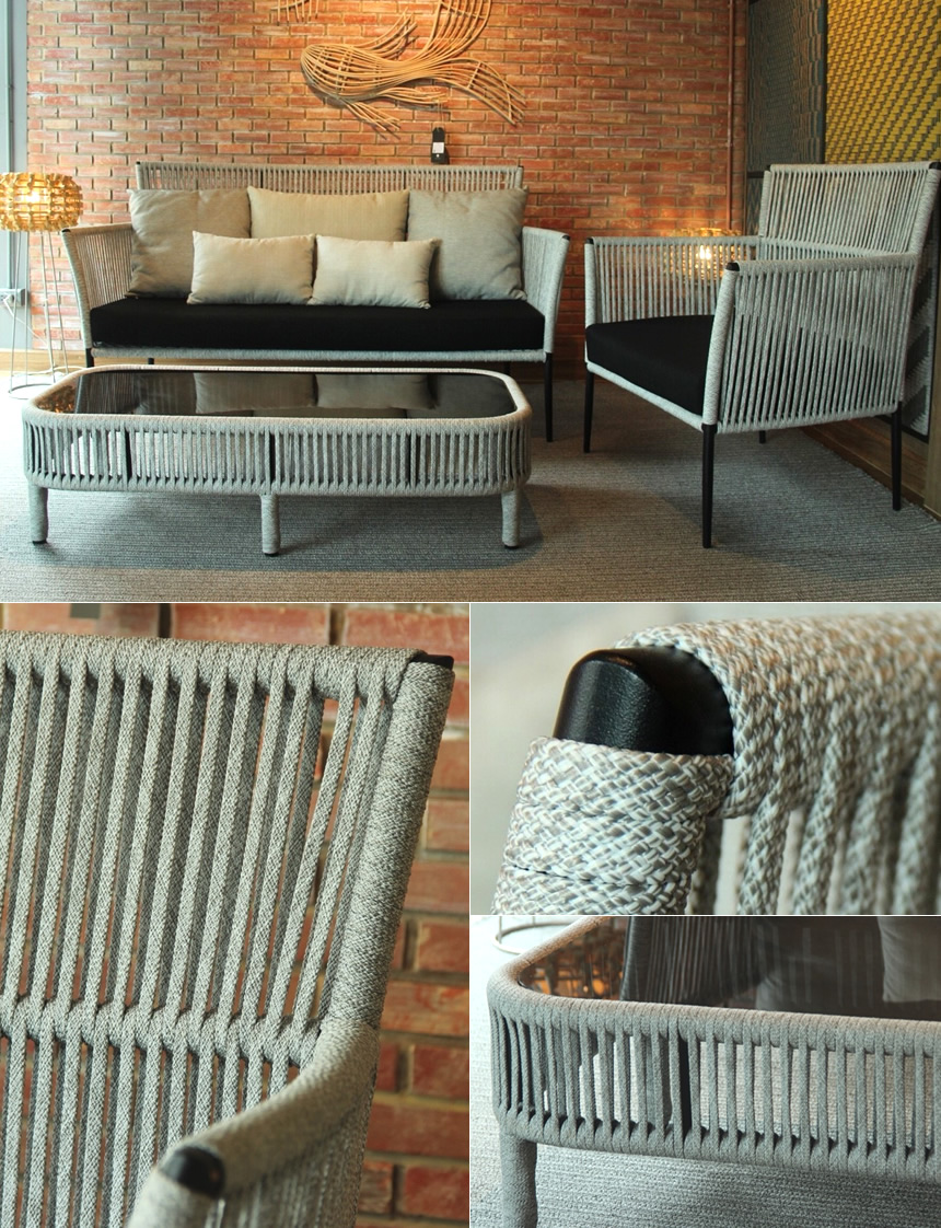 ジョセフ 耐候性ロープを使用したリゾートガーデンソファセット （JSP