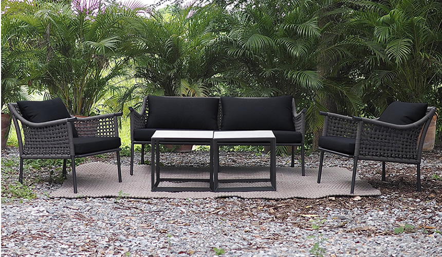 新品即納】 ケルン 耐候性ロープのデザイナーズガーデンソファセット