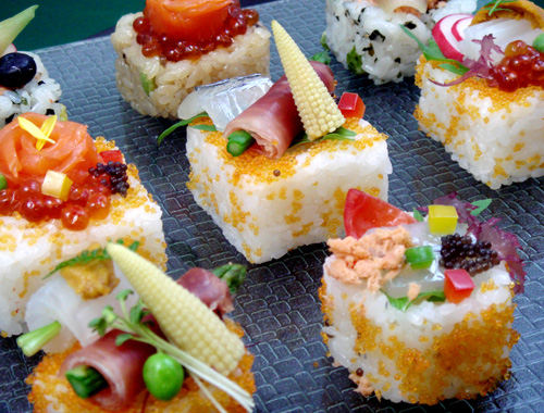 手まり寿司型押成型器の株式会社てまりくん「盛り付け例」