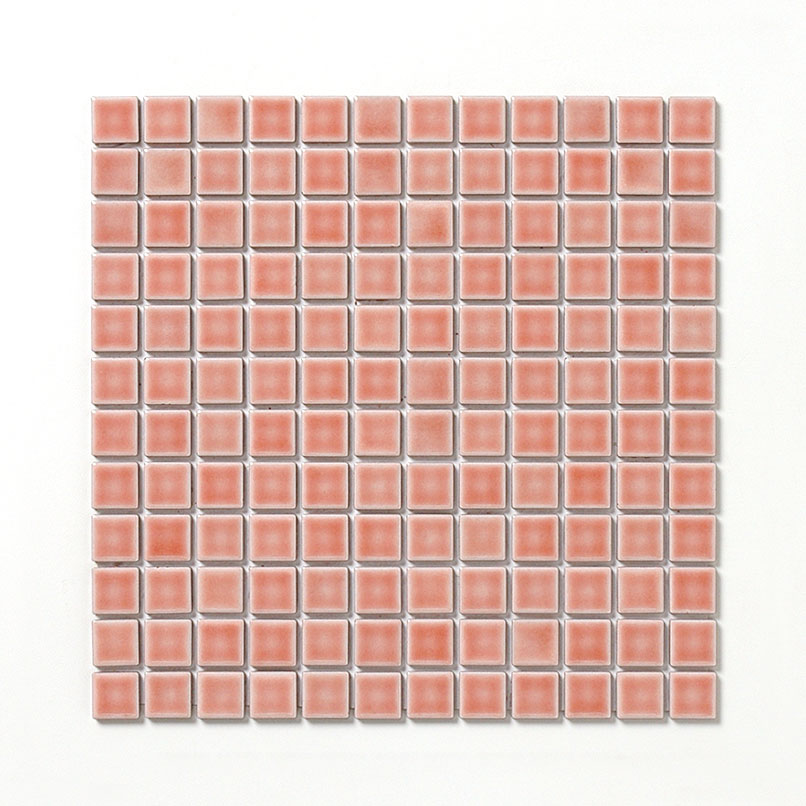 モザイクタイル 23角平 表面紙貼り 施釉(ツヤあり) ピンクベージュ系