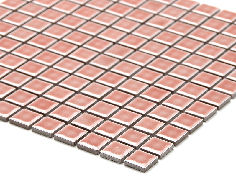 モザイクタイル 23角平 表面紙貼り 施釉(ツヤあり) ピンクベージュ系