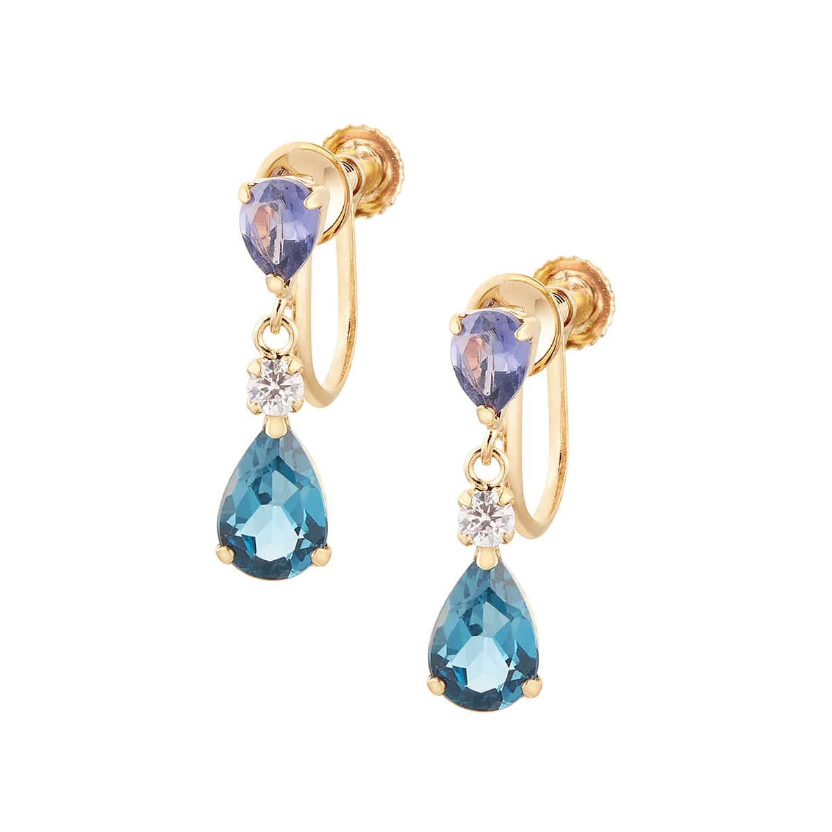 K10イエローゴールドロンドンブルートパーズイヤリング(RER408