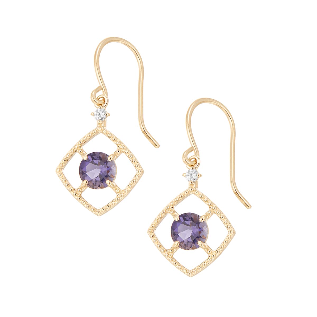 K10イエローゴールドアイオライトピアス(RPE248-002)|TSUTSUMI