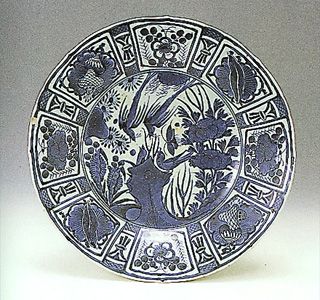 染付芙蓉手花鳥文皿