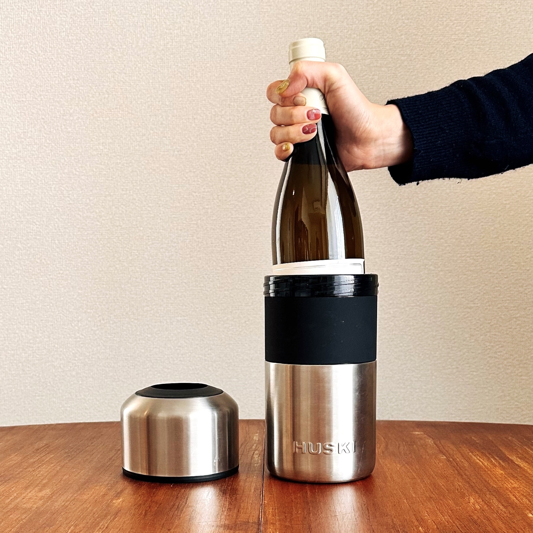 氷、保冷剤不要の1本用ワインクーラー ハスキー シルバー