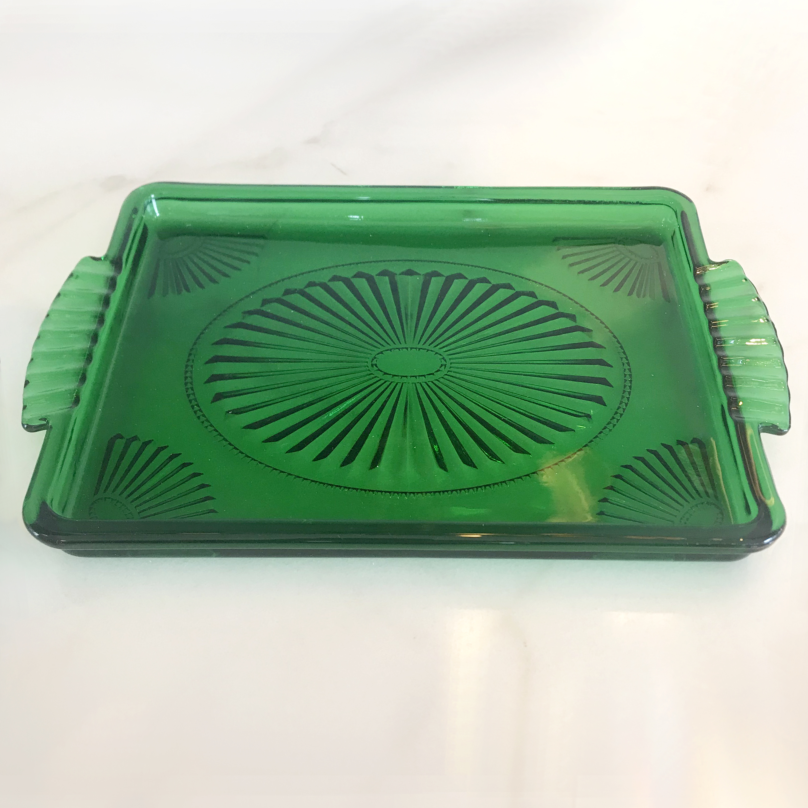 Vibrant emerald green glass tray | Valerie Wade