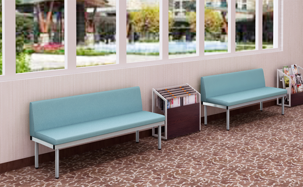 ロビーチェア ベンチ 2人掛け 長椅子 背もたれ付き 幅1500×奥行500×高