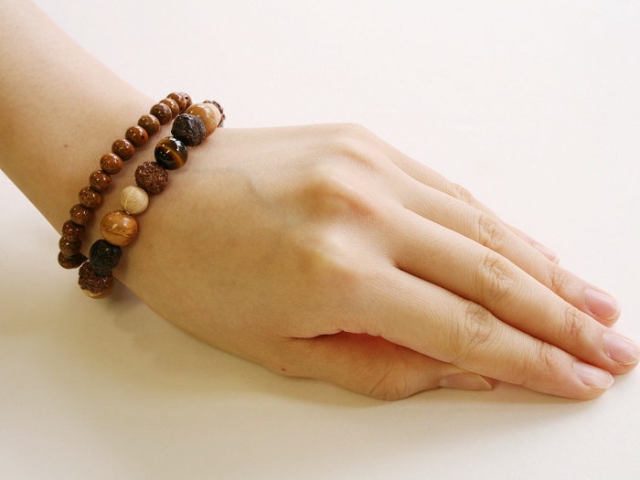 ミックス菩提樹ブレス親虎目石入 お数珠の安田念珠店へ｜総本山御用達