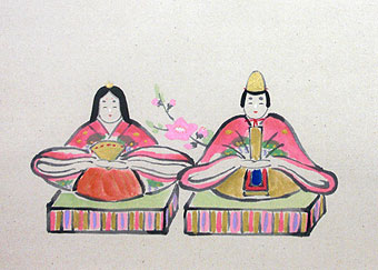 お雛の掛け軸 須賀玄道作 お雛 尺八横