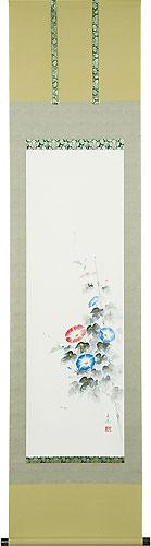 花鳥の掛け軸 中谷文魚作 朝顔