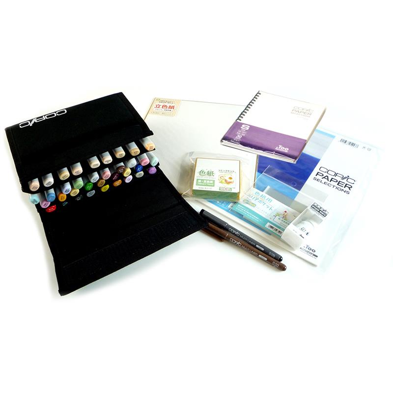 イラストマーカー コピック スケッチ 36色セット ポーチ入り 色紙 ペン