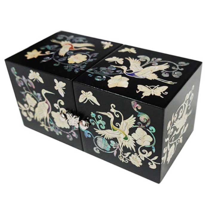 螺鈿の高級ジュエリーボックス観音開き 引き出し チェスト韓国高級螺鈿