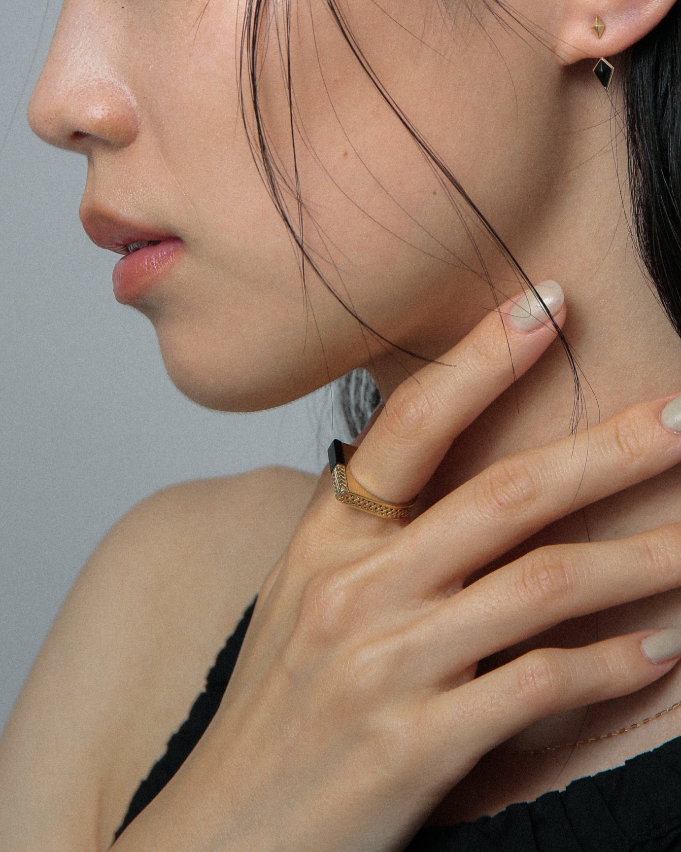 K18 バンブー オニキス リング | XOZ 18金リング 天然石 – XOZ