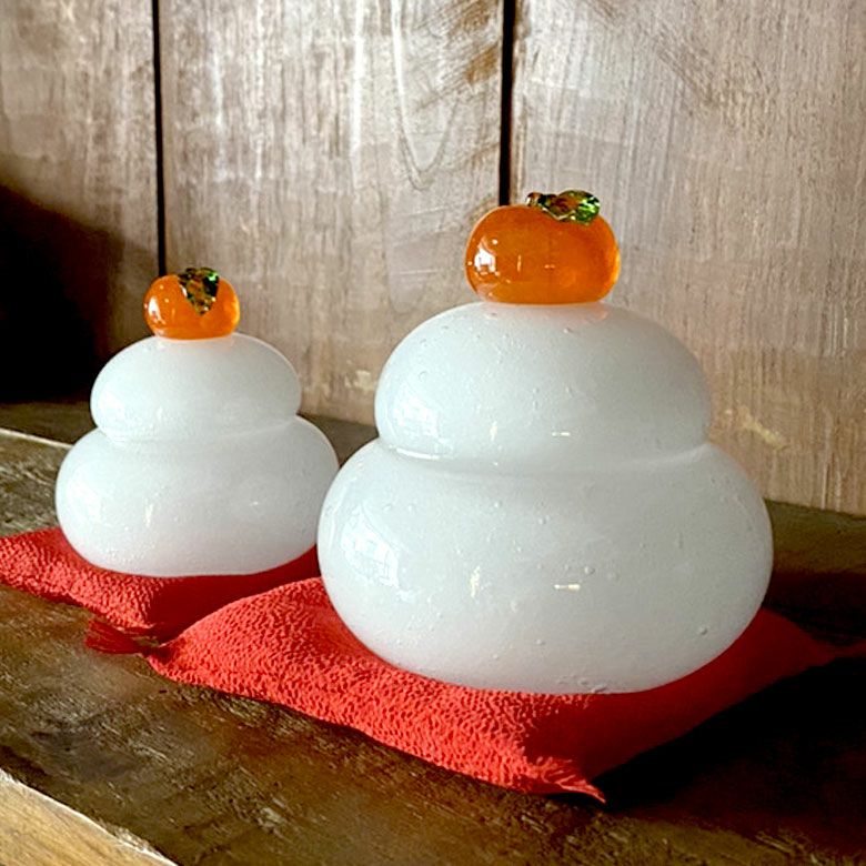 泡ガラスの鏡餅 M | インテリア雑貨のPayung(パユン)