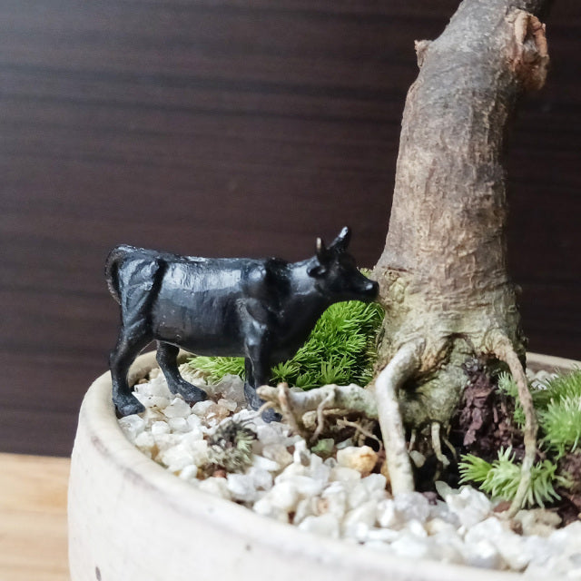 ミニチュア 添配 フィギュア 盆景 牛 （ うし ） 銅製 zengarden