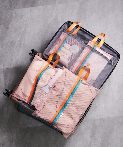 MKD.ZAKKA 旅行 バイカラー旅行用ランドリー トラベルポーチ 4点セット