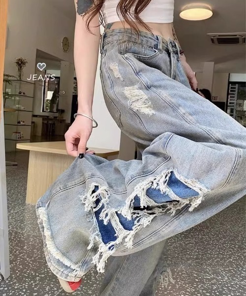 ジーンズ デニム デニムパンツ クラッシュデニム_レディース