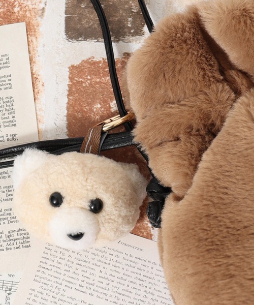 チャーム モコモコくまさん アニマルぬいぐるみバッグチャーム