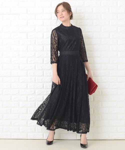 Lace Ladies（レースレディース） ドレス 花柄総レースロング丈フレア