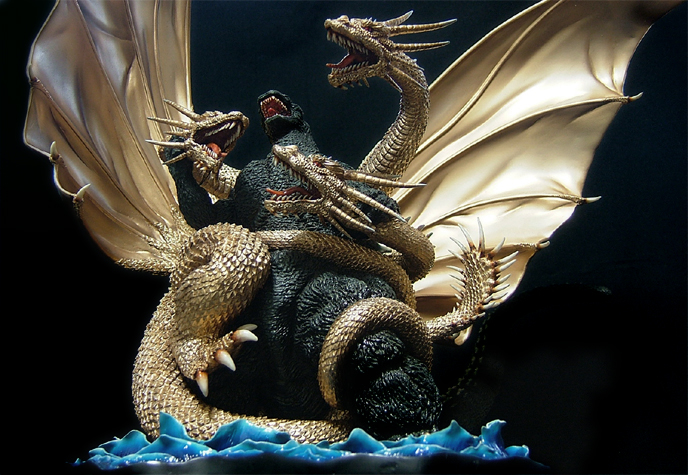 □酒井ゆうじ造型工房 ゴジラVSキングギドラ ポスターver. 完成品.2□