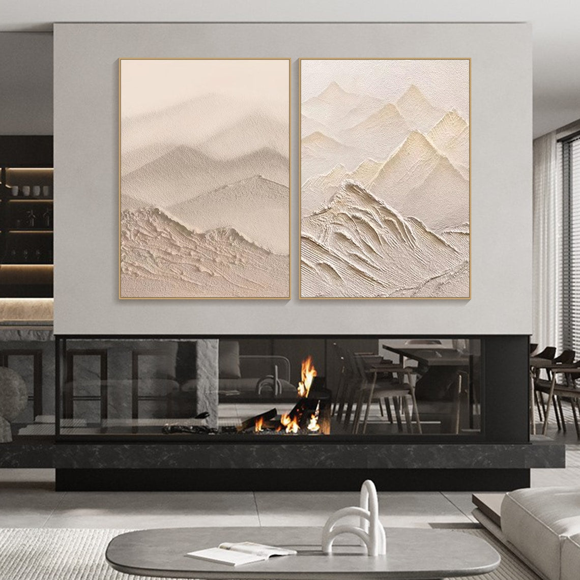 Desert Hues Diptych - 3D Textured Abstract Landscape Art