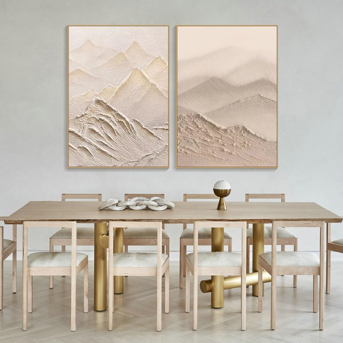 Desert Hues Diptych - 3D Textured Abstract Landscape Art