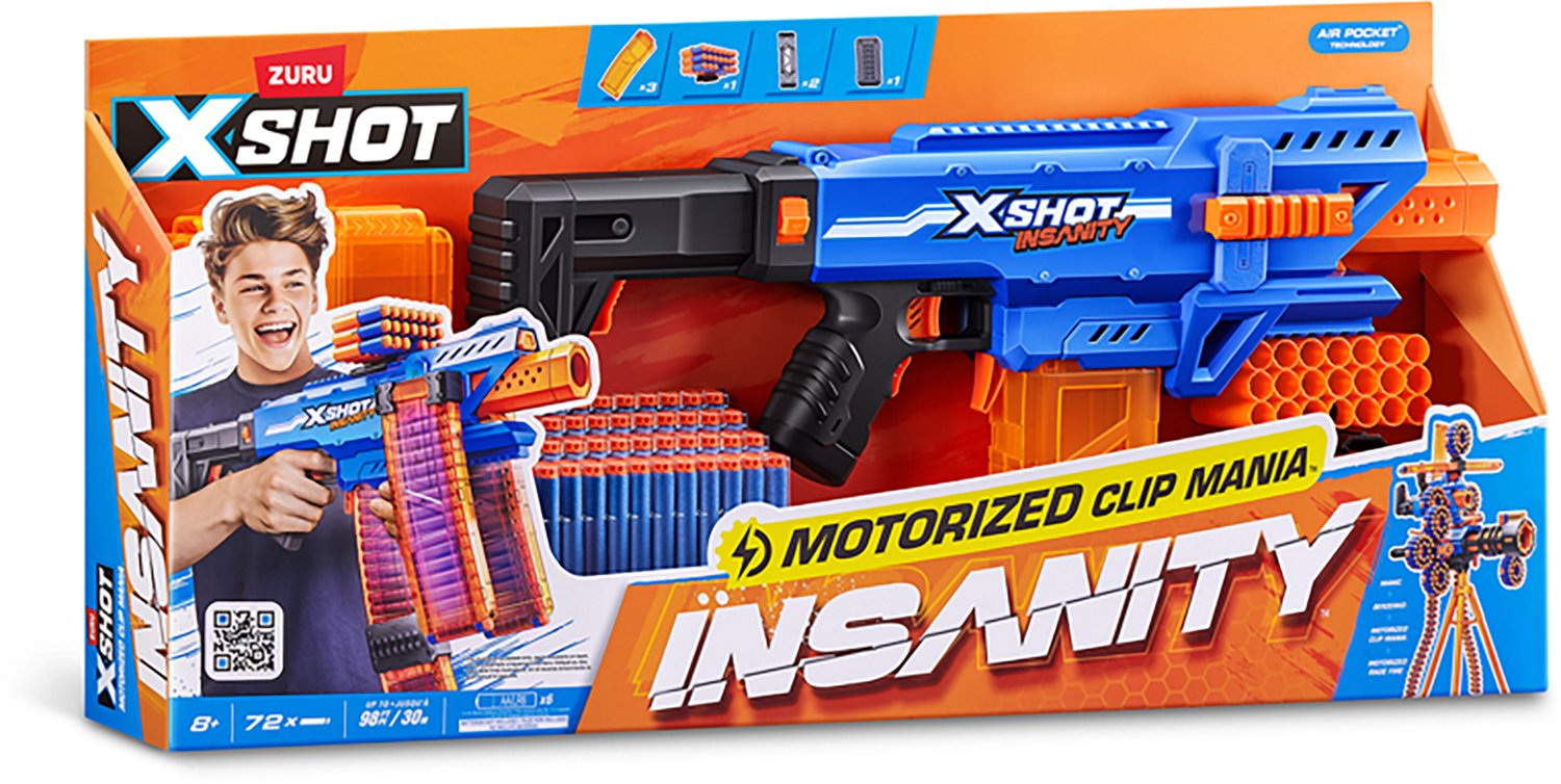 ZURU XSHOT Insanity Motorized Clip Mania Dart Blaster | Academy
