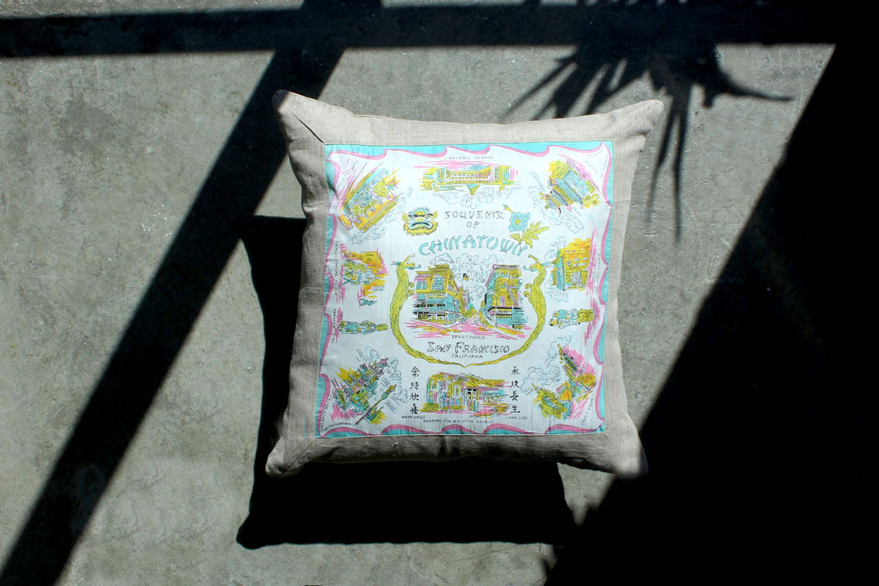15. Chinatown San Francisco Souvenir, Linen & Silk Pillow Cover