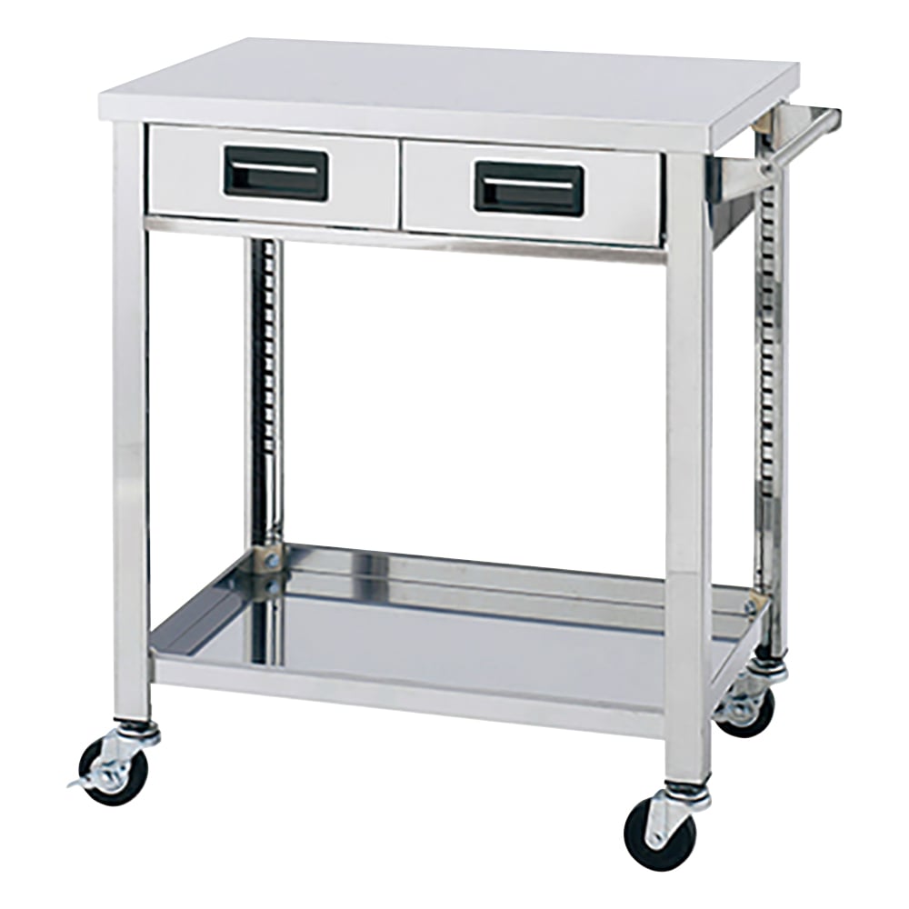 1-2620-01 ステンレス製ワゴン 600×450×800mm 3段 引出し無 WG3-600K