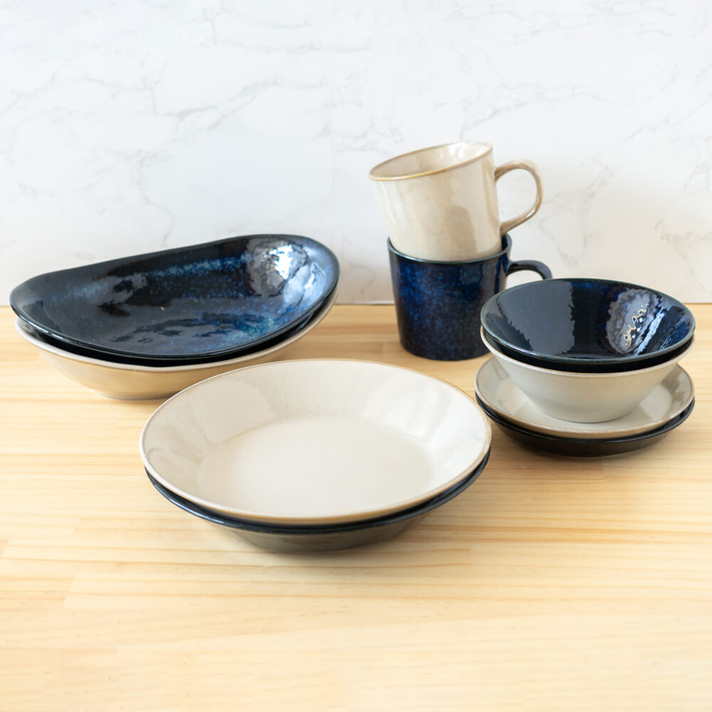 ナチュラルカラー 食器セット 二人暮らし 10点セット グレー