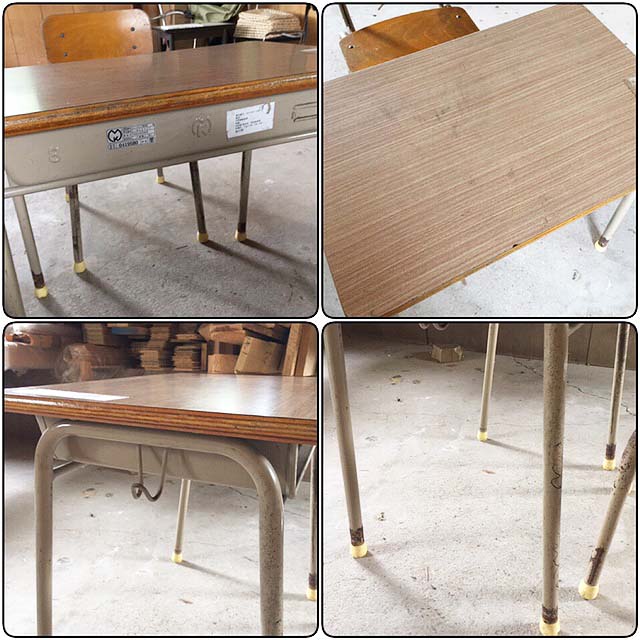 低学年用 校机 机.椅子セット 三原機工 木製天板 古い - AITA 昭和レトロ