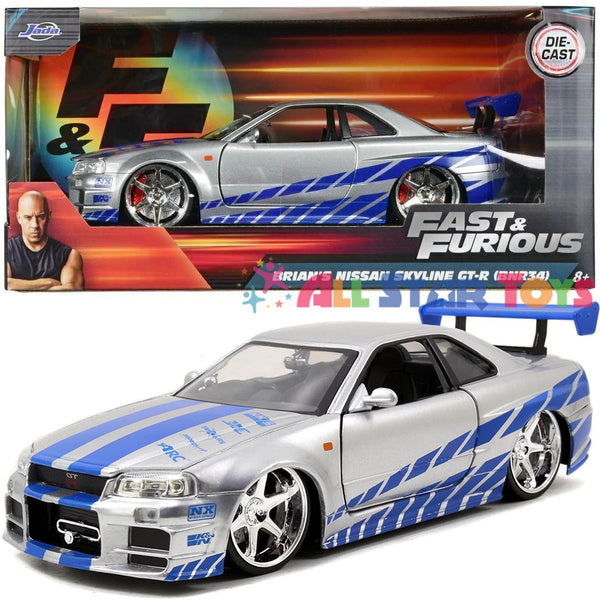 Jada 1/24 Fast & Furious Brian's 2002 Nissan Skyline R34 Diecast