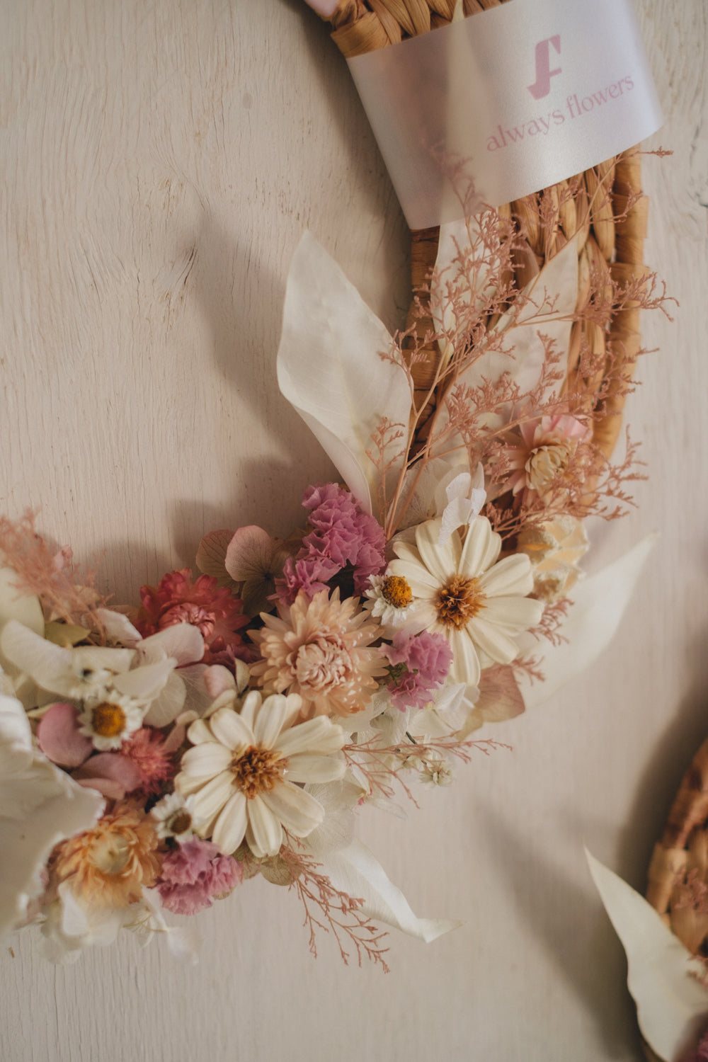 ◇NEW◇Disc Wreath／ディスクリース ミルキーピンク／ドライフラワー