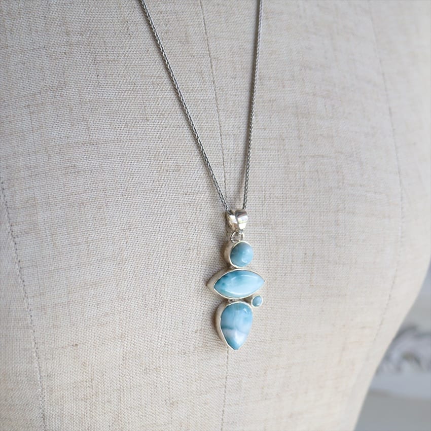 amphora / ラリマー 4粒のペンダント シルバー925 Jaipur ジャイプール