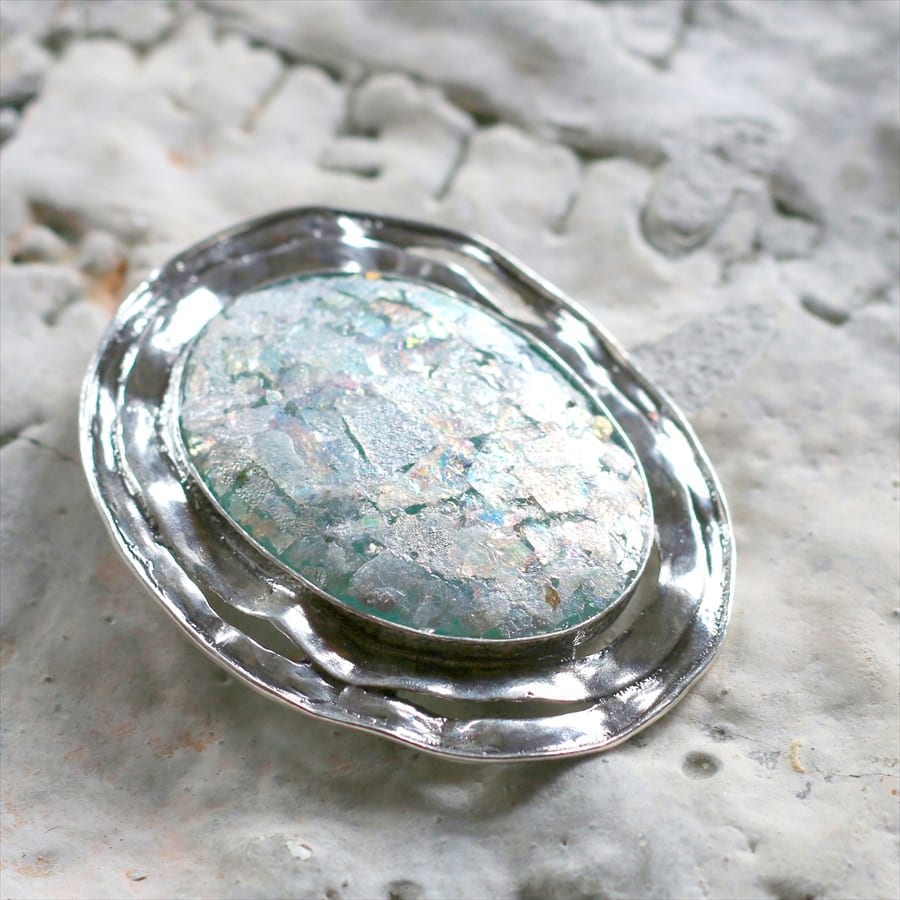 amphora / The Roman Glass Company ローマングラス/ブローチ銀化した