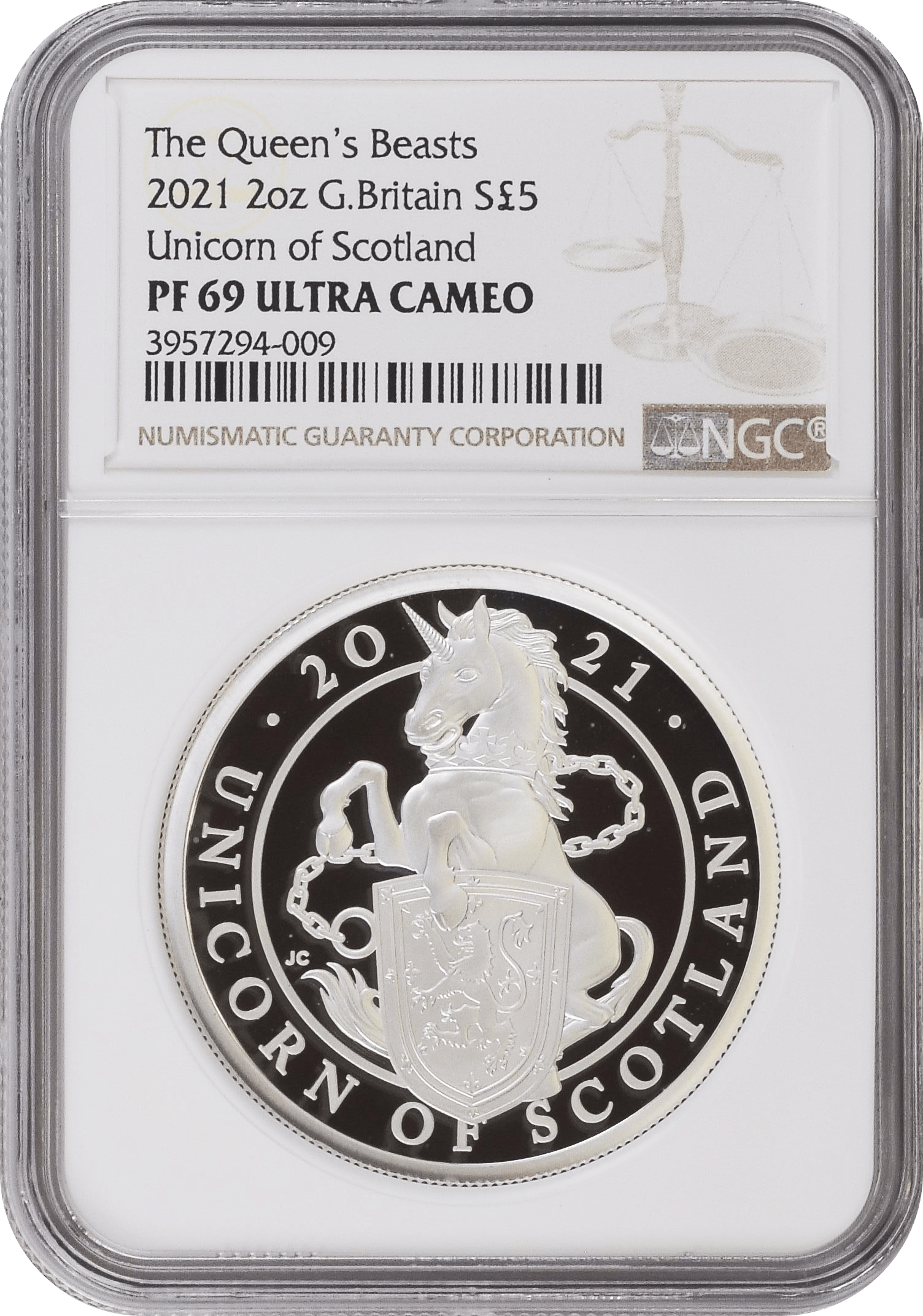 2021年 イギリス クイーンズビースト 2oz 銀貨 Unicorn of Scotland