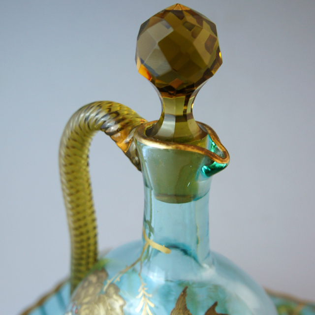 オールドバカラ「ジャポニズム 金彩装飾 青色ガラス リキュールセット