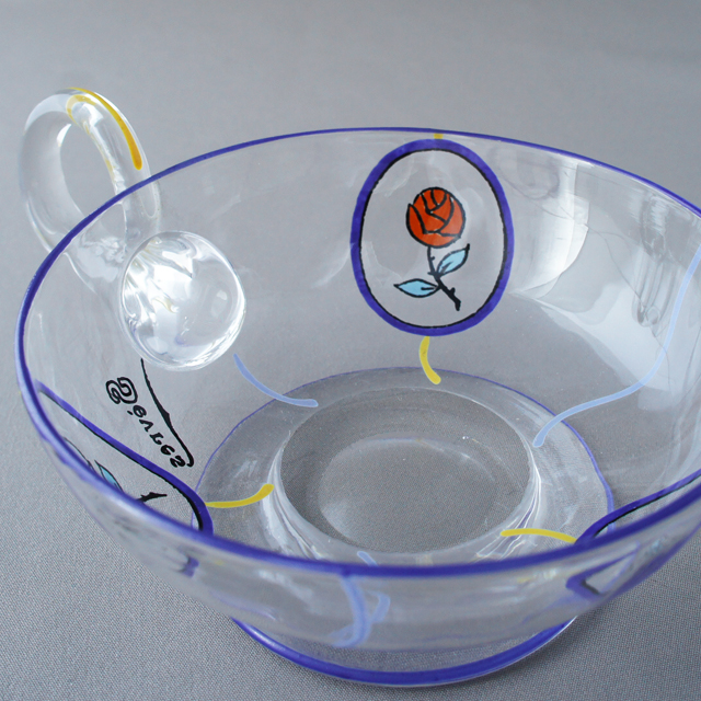 CRISTAL DE SEVRES「薔薇文ハンドル付 クープ」《アンティックかとう》