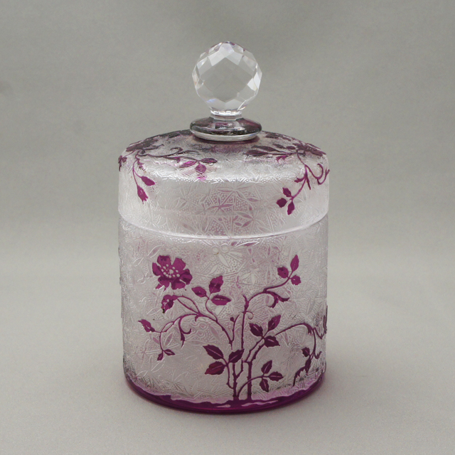 オールドバカラ「エグランチェ E'GLANTIER ボンボニエール（紫色ガラス