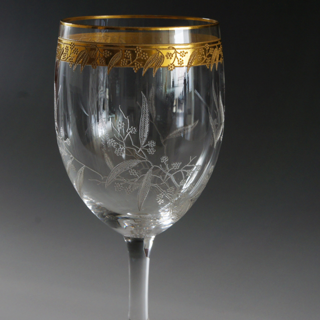 オールドバカラ「ミモザ Mimosa 縁金彩 ウォーターグラス